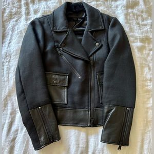 Club Monaco Leather Trim Moto Jacket 4